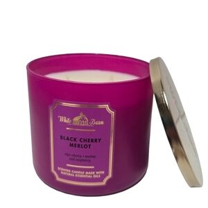 White barn bath & body works black cherry merlot 3 wick candle new